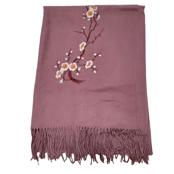 Dusty Pink Floral Boho Scarf - Picture 2 of 3